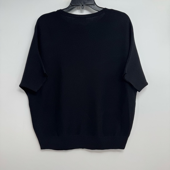 R Label Black Wool Sweater S/M Pullover Dolman Short Sleeve - Picture 3 of 8